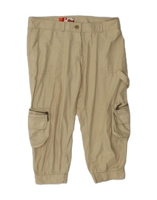 VINTAGE Damen Straight Cargo Capri Hose W32 L20 Beige DW47