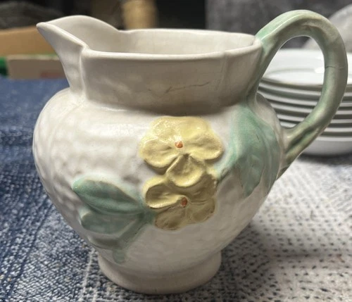 Vintage 1915-1936 Weller Pottery Delsa White Pitcher 5"