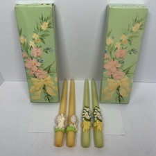 Vintage Avon Flower & Easter Fancy Taper Candles 10" Bouquet Bunny New with Box