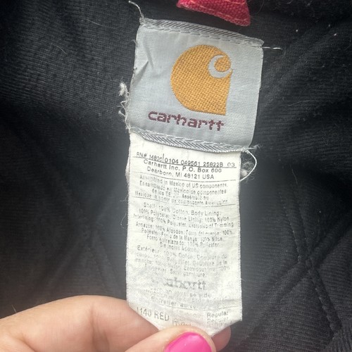 Vintage Red J140 Carhartt Jacket Mens Hooded Full Zip Faded Distressed XL - Picture 10 of 11