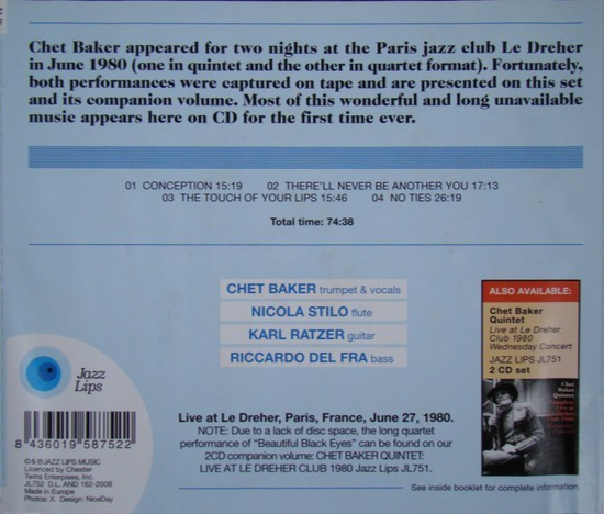 Live at Le Drehler Club 1980: Friday Concert by Chet Baker (CD 