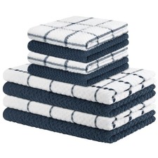 Kitchen Towels and Dishcloths Set of 8, 100 Cotton Dish Towels for Washing D...