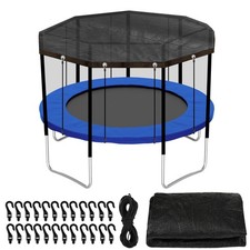 12FT Black Round Trampoline Cover 90 Sunblock Shade Cloth Mesh Tarp Elastic