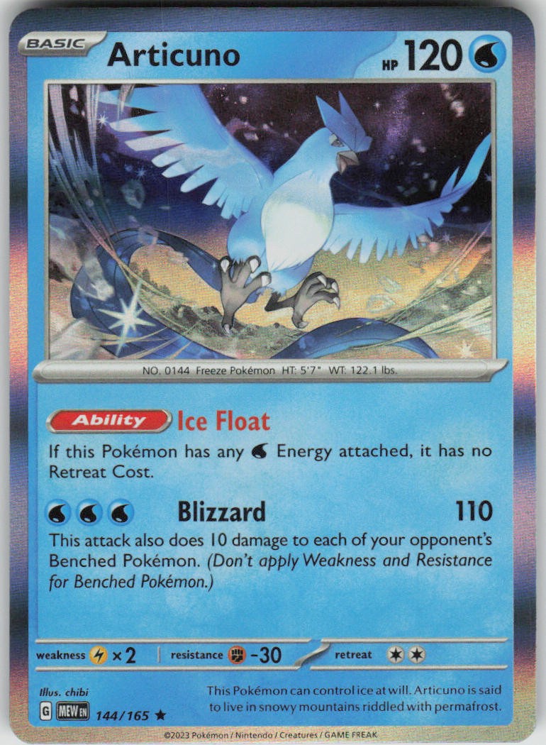 Pokemon Articuno Rare SV: Scarlet & Violet 151 144/165 NM