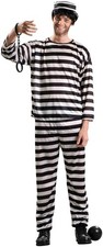 Rubies Prisoner Costume for Adults, Men's Standard Black/White
