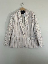 Stella Nova Blazer Jacket Size 10 beige stripe Floral Print Fault