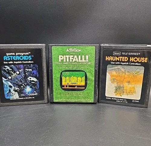 Pitfall, Asteroids & Haunted House (Atari 2600) Retro Game Lot - Picture 2 of 3