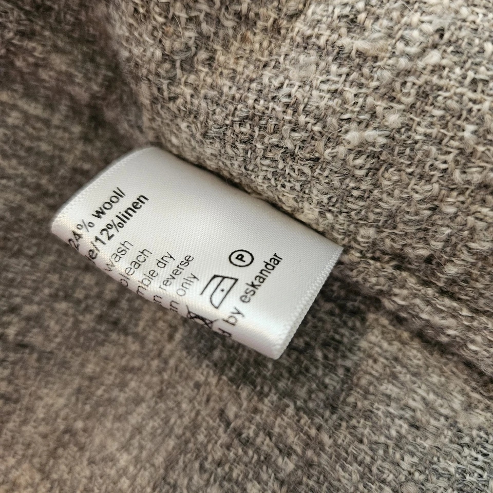 Eskandar Alpaca Wool Linen Blend Kimono Jacket Size 1 Relaxed Grey/Beige Natural - Image 2 of 4