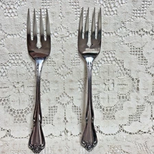 Oneida Arbor True Rose Salad Forks 6 1/4"  1881 Rogers Stainless USA Set of 2