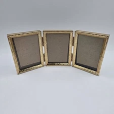 VINTAGE BRASS 3 Side FOLDING PICTURE FRAME Set Mini Small Photos MCM Retro Home