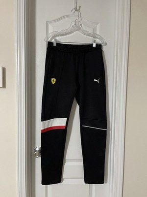 PUMA Ferrari Men s Track Pants M Black Colorblock Logo Elastic Waist Pockets
