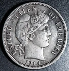 1914-D BARBER LIBERTY DIME - XF EF