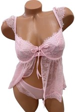 Victoria Secret Dream Angels Bra Top Nighty Babydoll Gown Size S-DD  Panty Set