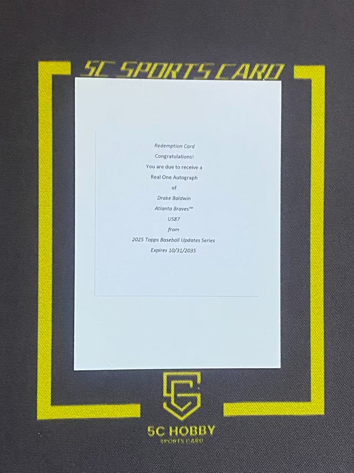 2025 Topps Update Series Redemption Real One Auto Drake Baldwin FCST