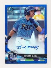 2018 Bowman Chrome Prospect Blue Refractor /150 Brendan McKay #CPA-BMC Auto Rays