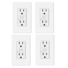 GFCI Outlet 15A WR TR LED Indicator ETL Listed Wall Plate Included White Home ×4