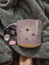 Halloween Purple Stoneware Mug Embossed Spide...