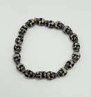 Skull Bead Bracelet Gothic Stretch Elastic Black White Punk Halloween