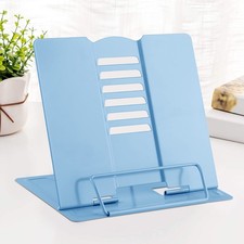 MSDADA Desk Book Stand Metal Reading Rest Holder Adjustable Light Blue