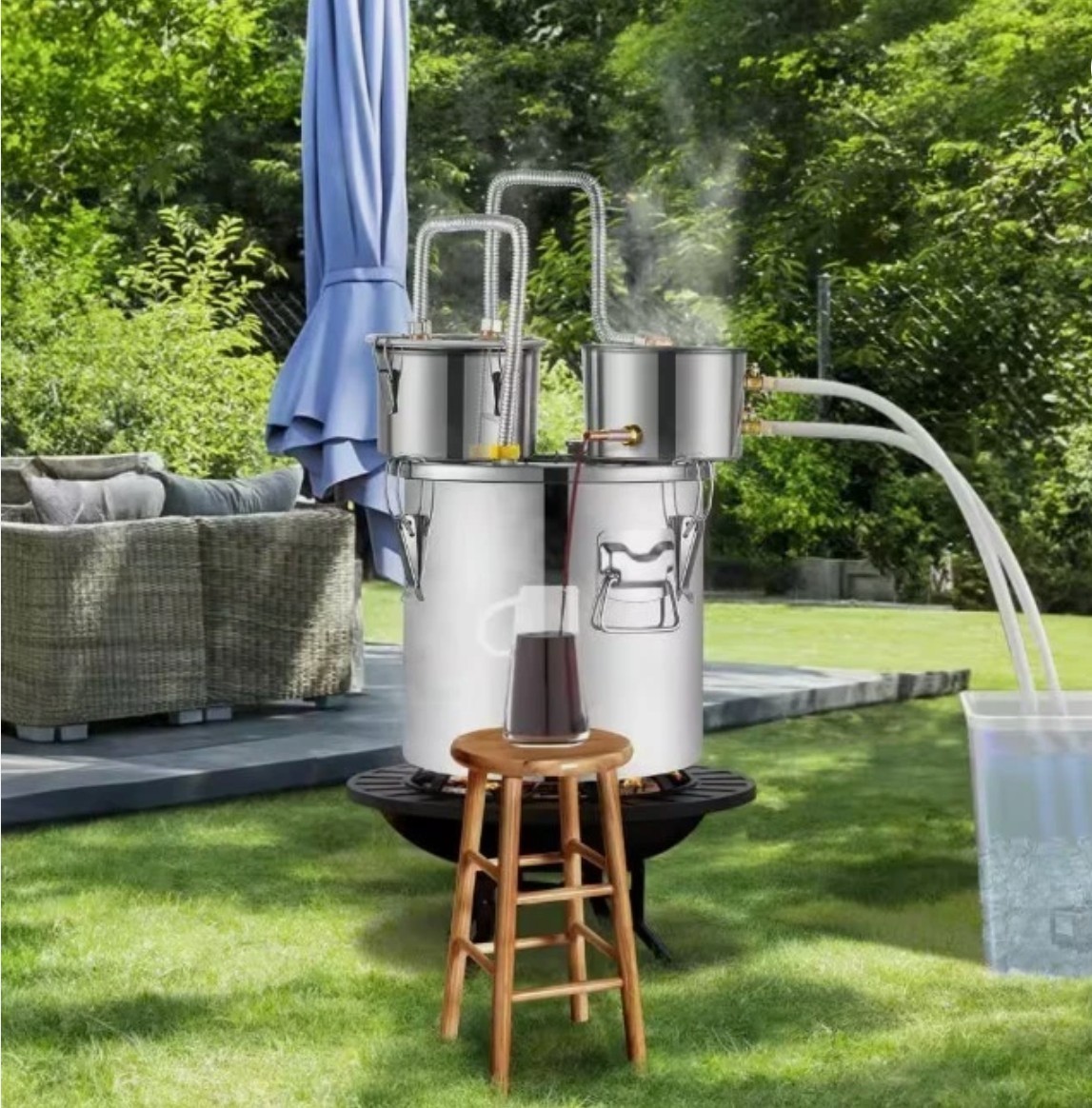 Alcohol Still 5Gal 19L Water Alcohol Distiller Copper Tube With Circulating Pump