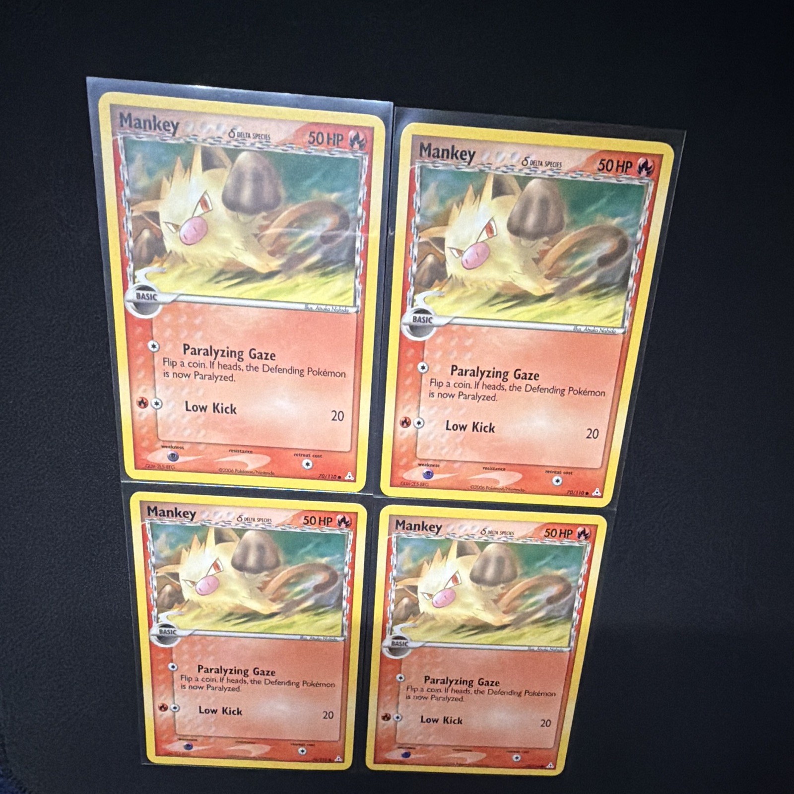 Nintendo Pokémon TCG Mankey 70/110 EX Holon Phantoms Delta Species | 4 Lot