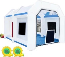 BONOOTH 13X10X8F Inflatable Spray Paint Booth Tent & 480W+480W 2 Blowers for Car