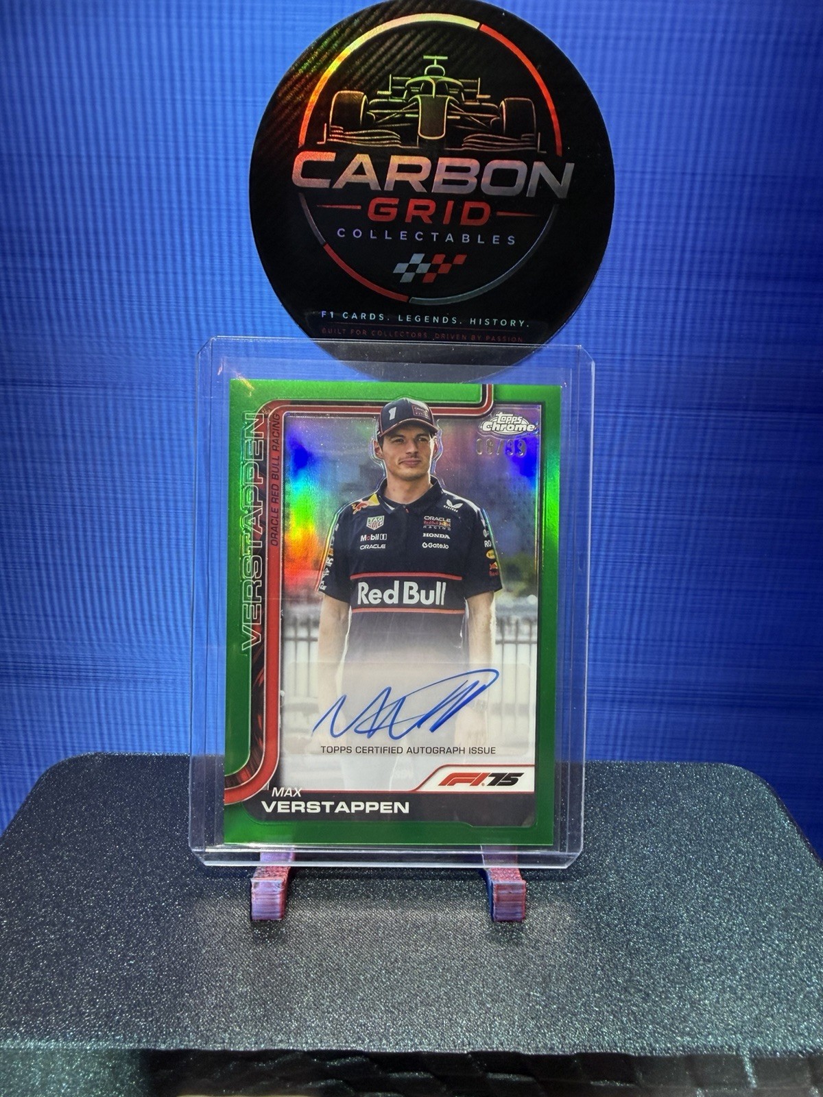 2025 Topps Chrome F1 Max Verstappen Auto True Green Refractor 08/99 #CAC-VER