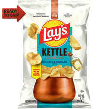 Lay S Sea Salt Vinegar Kettle Cooked Potato Chips Bag, 8 Oz