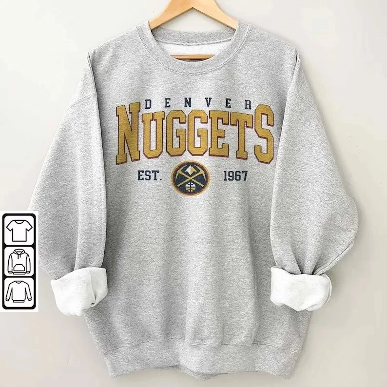 GILDAN Vintage 90s Denver Nuggets Shirt, Denver Nuggets Sweatshirt Men Women