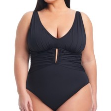 Bleu by Rod Beattie Ruched One Piece swimsuit black NWT - 18W