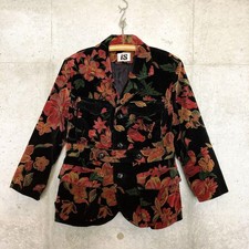 I.S Corduroy Jacket Floral Pattern 80s Vintage Size 9 Issey Miyake EK AFB