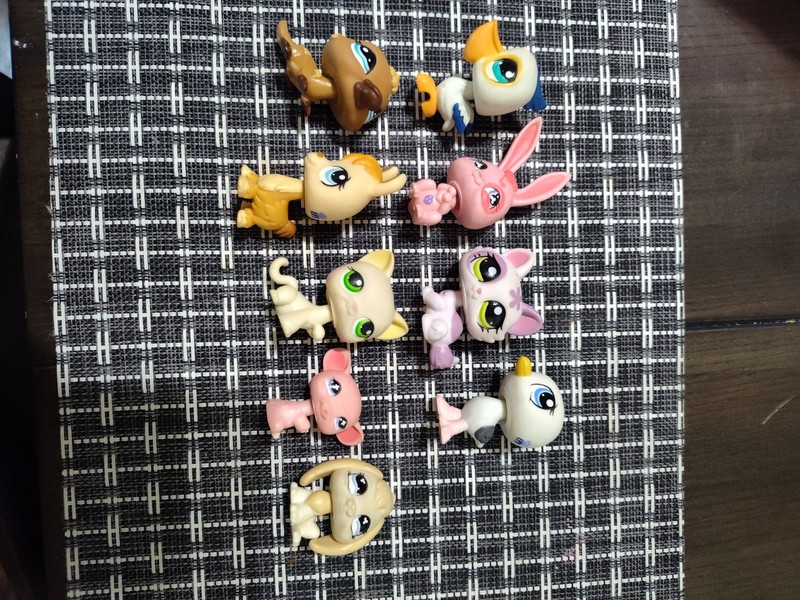 Littlest Pet Shop 9 Animal Figures Lot Cat Dog Bunny Bird Mouse Horse