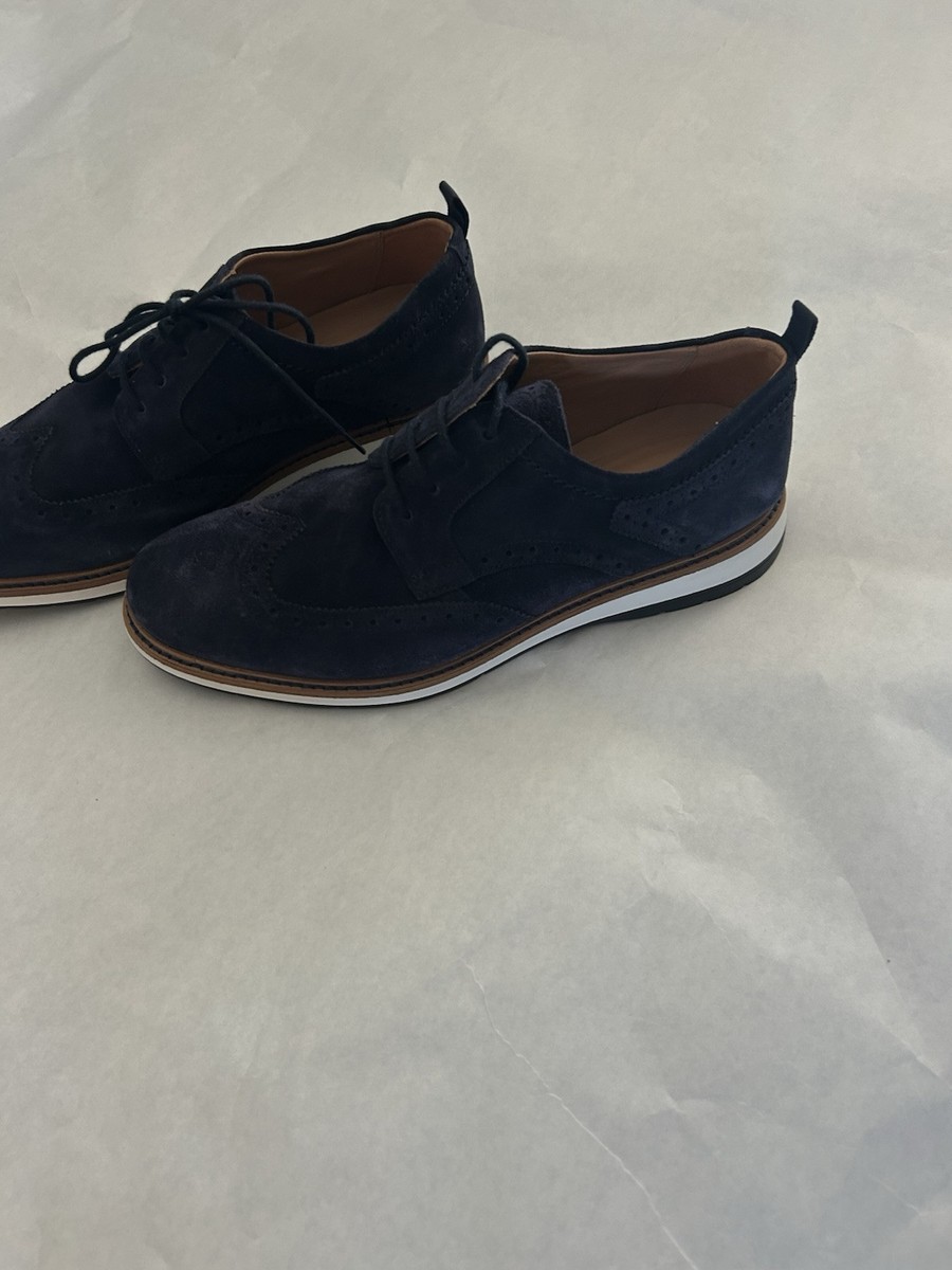 Clarks Mens Chantry Wing Navy Blue Suede Leather Wingtip  display picture 1