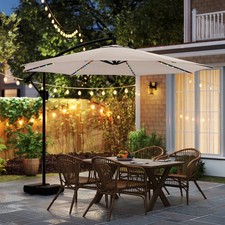 10' Solar Offset Hanging Umbrella w/96 Solar Multi-colored Flowing LED Lights