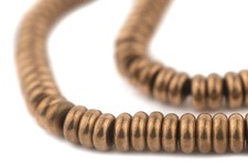 Antique Brass Smooth Rondelle Beads 6mm Disk Large Hole 16 Inch Strand