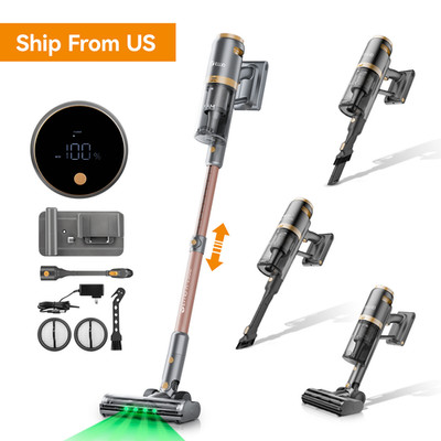 E.LUO Cordless Vacuum Cleaner 60-Min Runtime LED Screen One-Hand Dust Emptying
