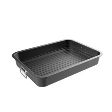 Classic Cuisine Roasting Pan 16.5 inch Black with Flat Rack Removable Tray
