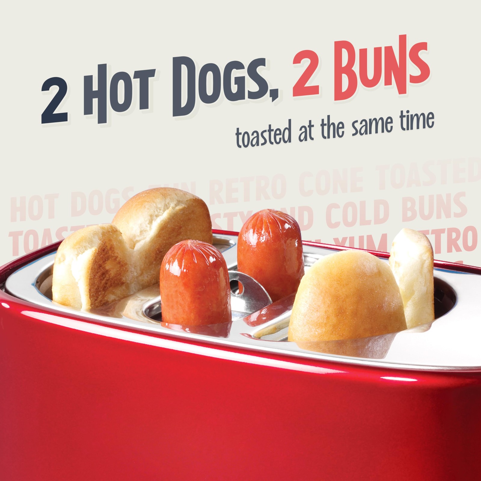 Nostalgia 2 Slot Hot Dog and Bun Toaster with Mini Tongs, Retro Toaster, Cooker 