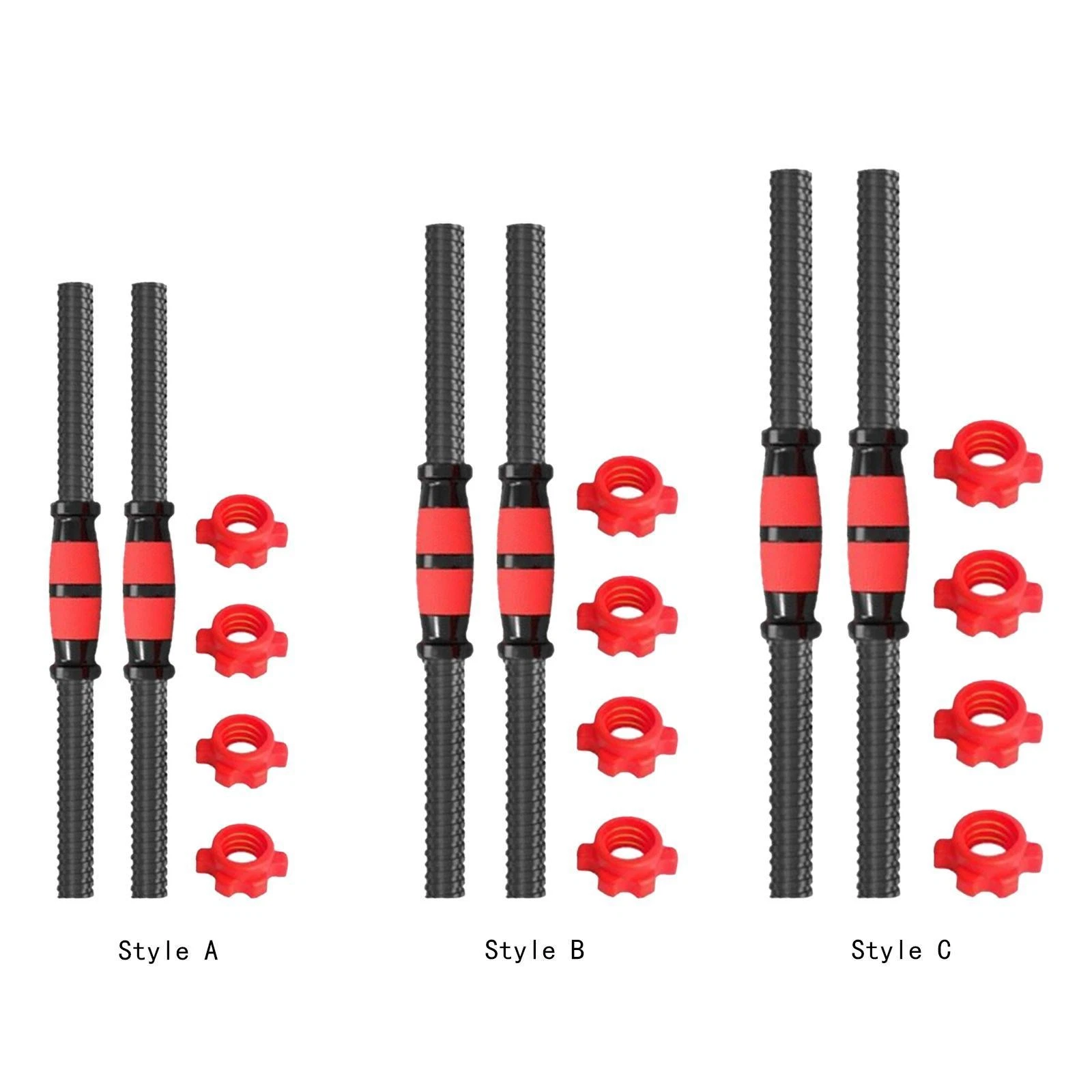 2 Pieces Dumbbell Rod Barbell Bar Threaded Adjustable with 4 Nuts for Workout