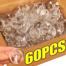 60/5pcs Mushroom Head Suckers Transparent Glass Suction Cup Hanging Hooks for Wi