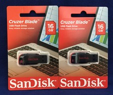 SanDisk Cruzer Blades USB Flash Drives 16 GB Lot of 2 Sealed Unused NEW
