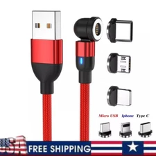 180°+360° Rotate Magnetic Charger Cable Phone Fast Charging Type C Micro USB IOS