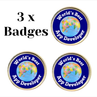 3 x World s Best App Developer (BU10) Anstecknadel Anstecker