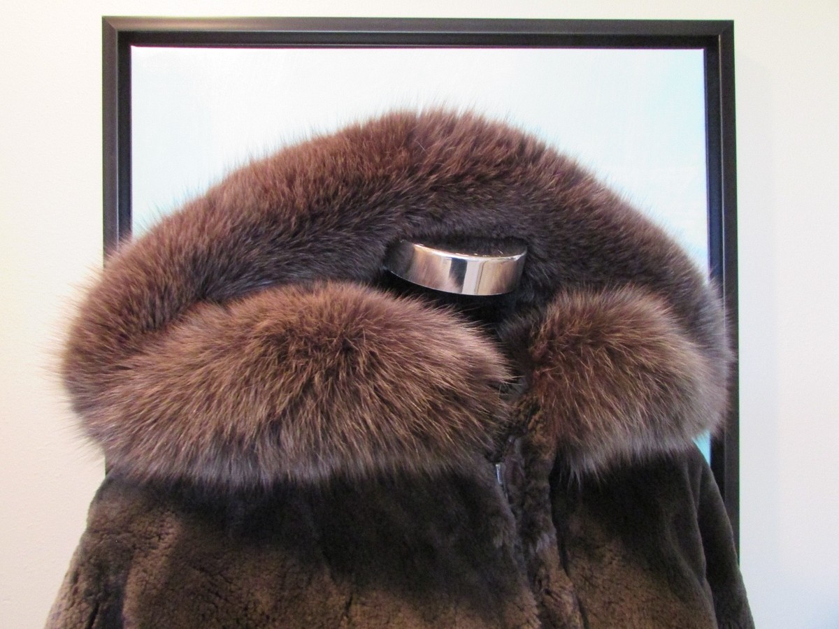 SCUBY Furs Victoria B.C. Canada Fur Sheared Beaver Fox Parka M/L