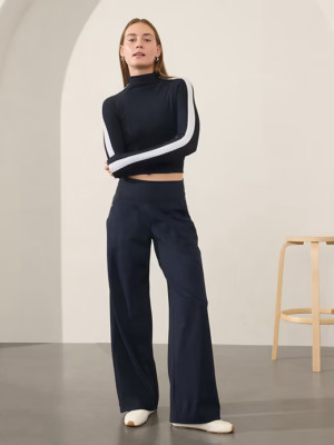 ATHLETA Venice Wide Leg High Rise Pant | Navy Extra Small Tall  #982868 NEW