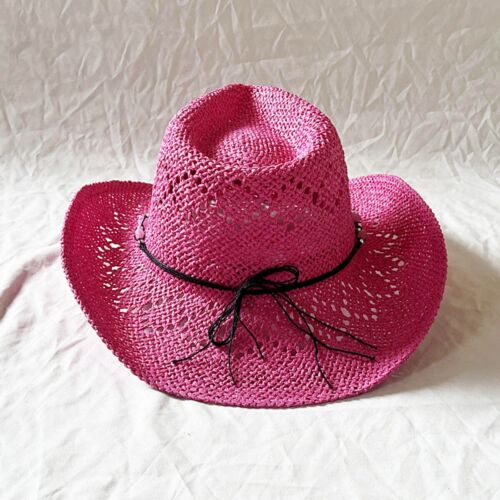 Western Cowgirl Cowboy Straw Hat for Women with Beaded Trim and Shapeable Brim - Picture 9 of 16
