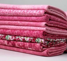 All Pink Fat Quarter Bundle - 9 Different Designs