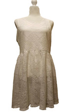 Three Hearts Womens JUNIORS XL Cream Sleeveless Zip Lace Dress