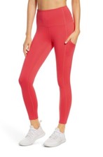 Zella Live In High Waist Pocket 7/8 Leggings - Hibiscus Red / Coral - XS