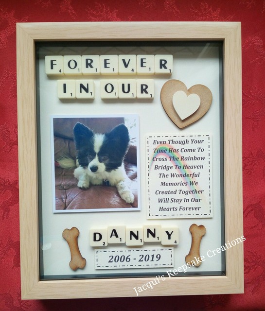 DOG MEMORIAL Picture Frame Keepsake PERSONALISED Pet RAINBOW BRIDGE Scrabble Box DOG MEMORIAL Picture Frame Keepsake PERSONALISED Pet RAINBOW BRIDGE Scrabble Box